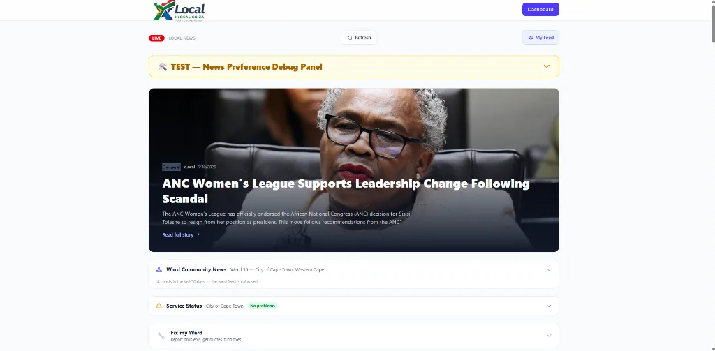 Local SA - News Page AI powered